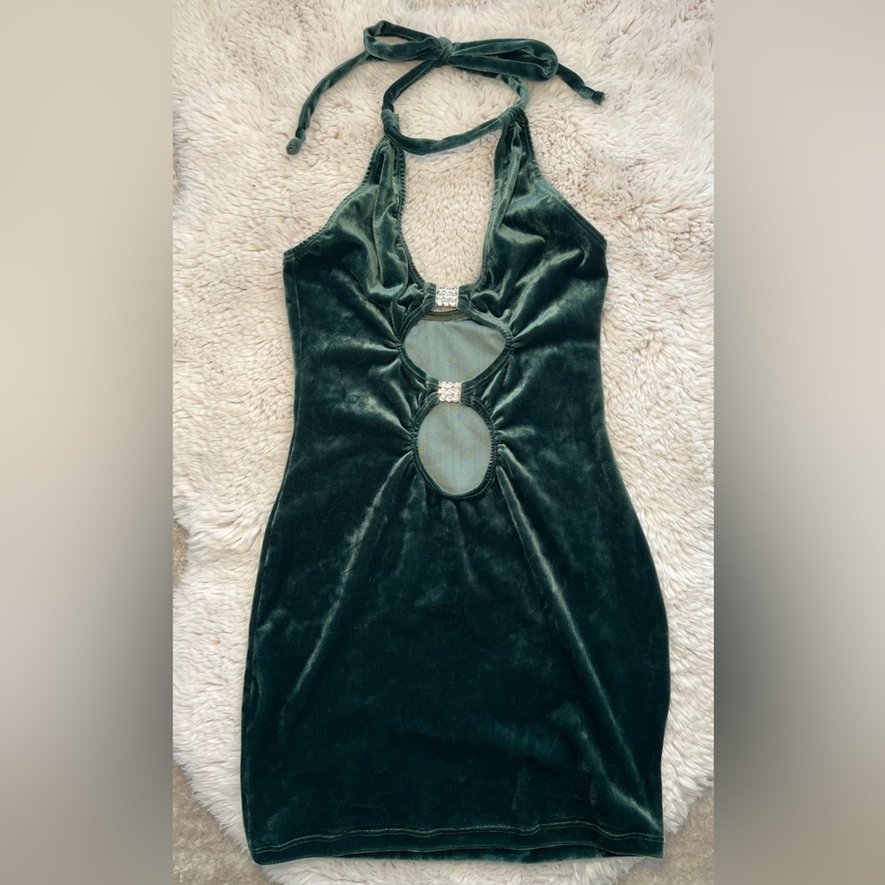 Elegant Green Velvet Dress